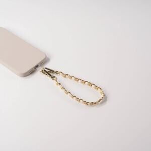 GEMS Gold Tone Chain Faux Leather Phone Wristlet - White
